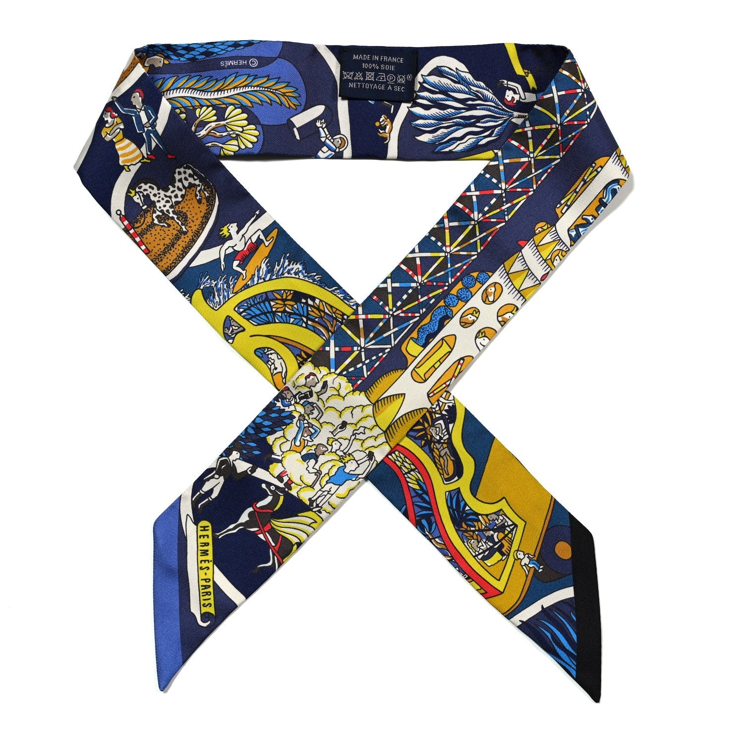 Silk Exposition Universelle Twilly Bleu Jaune Vif Rouge