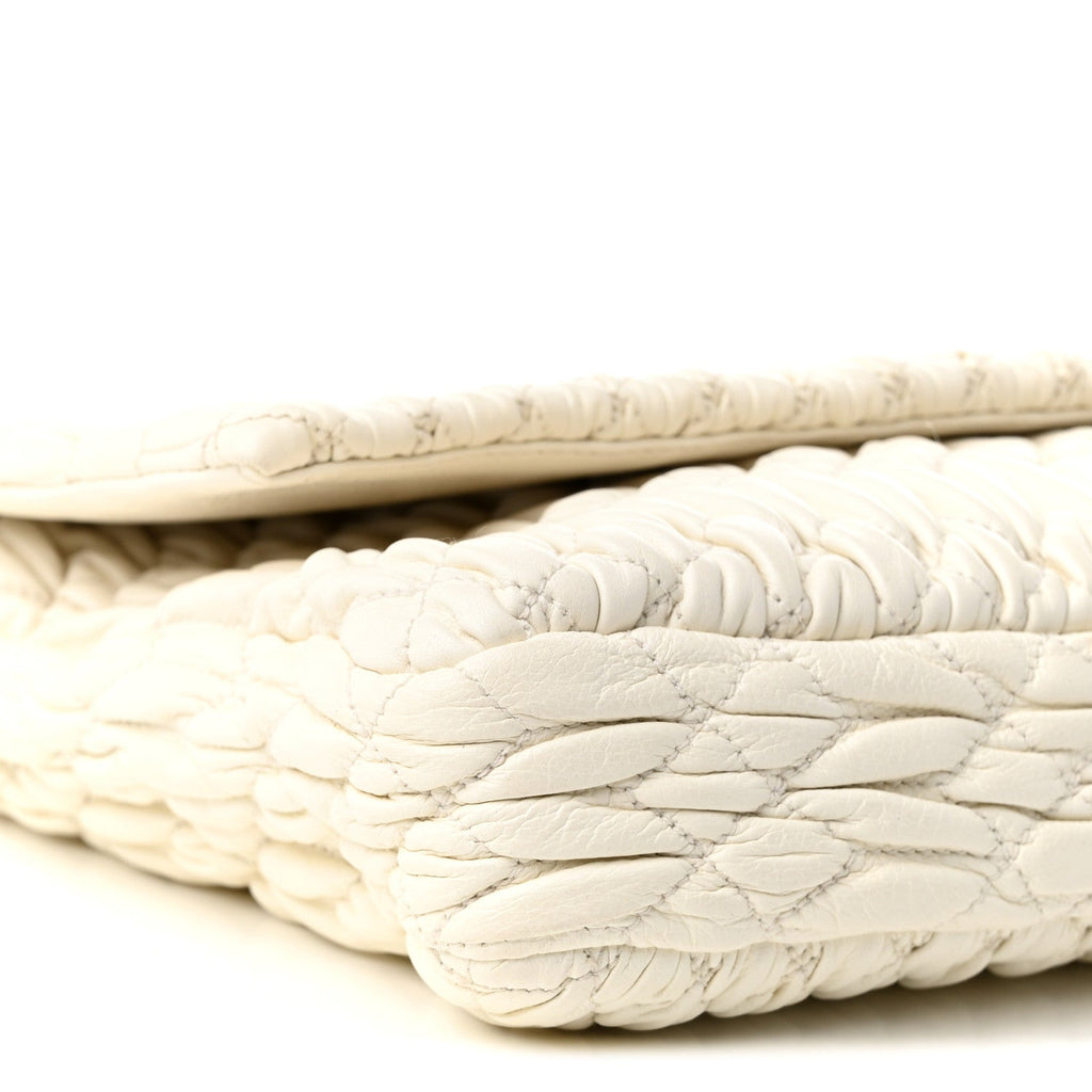 Nappa Matelasse Crystal Flap Clutch White