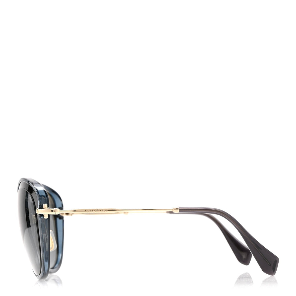 Metal Acetate Round Sunglasses SMU 50R Blue Gold