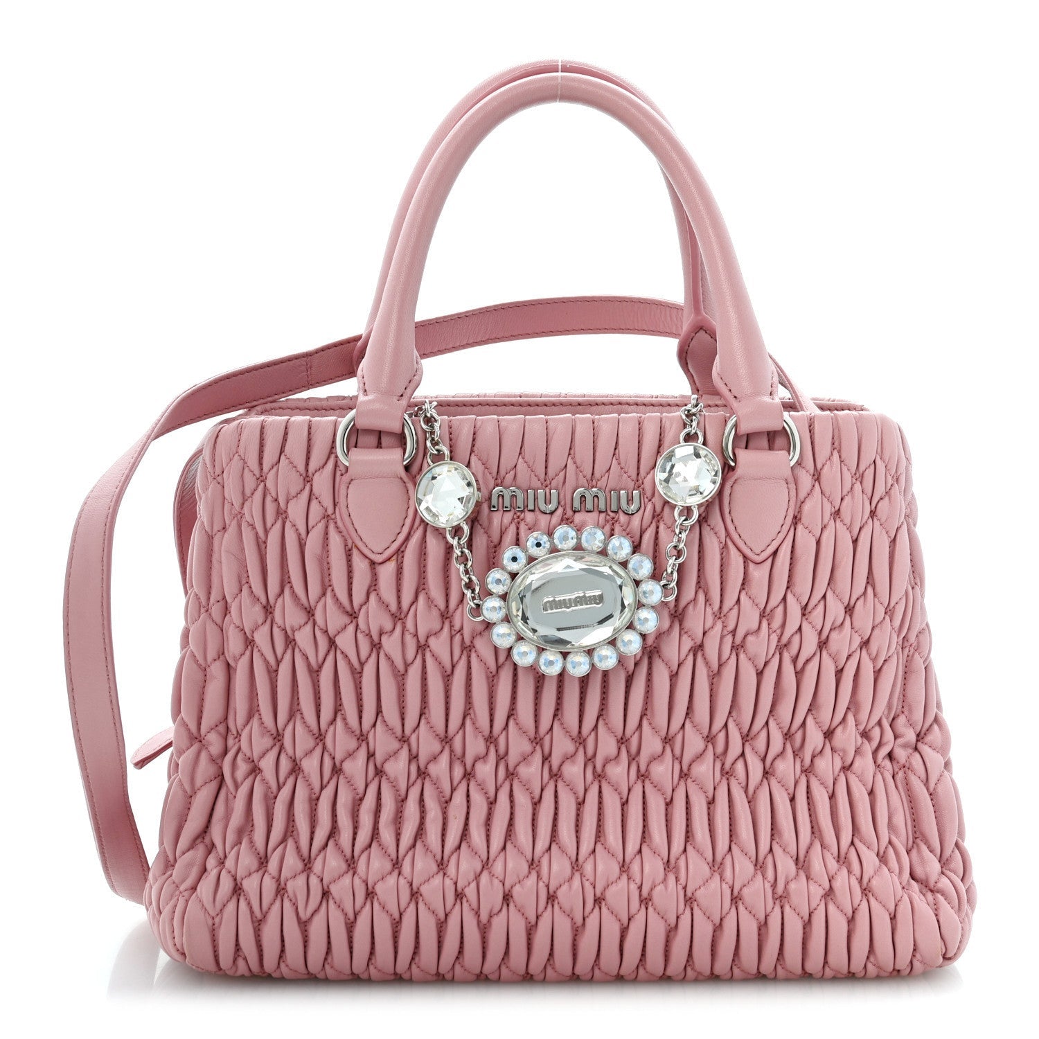 Nappa Matelasse Swarovski Crystal Tote Rosa