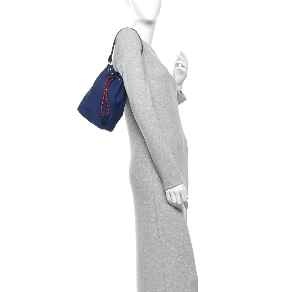 Canvas Gabardine Pouch Bucket Bag Indaco Amaranto
