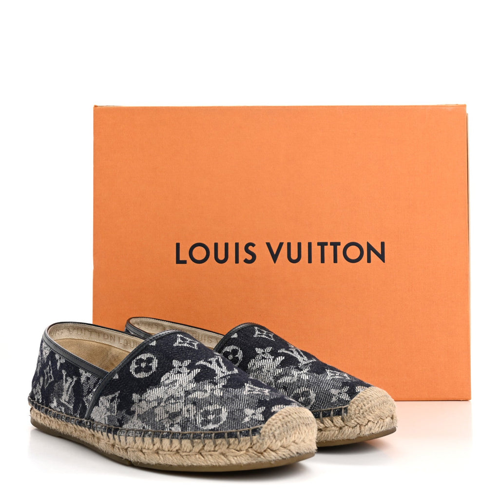 Monogram Denim Espadrille Flats 8.5 Blue