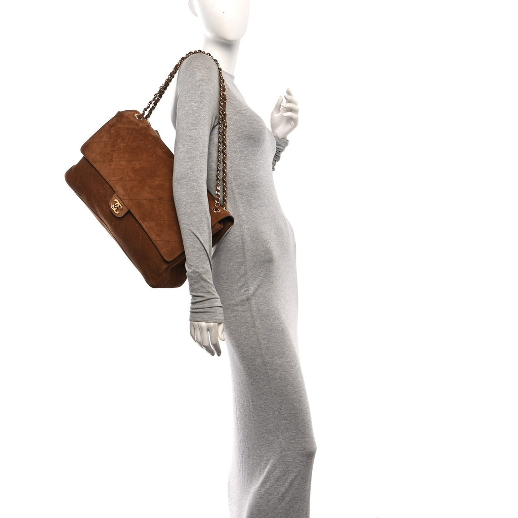 Suede Calfskin Souplissimo Maxi Flap Camel