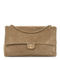 Suede Calfskin Souplissimo Maxi Flap Dark Beige