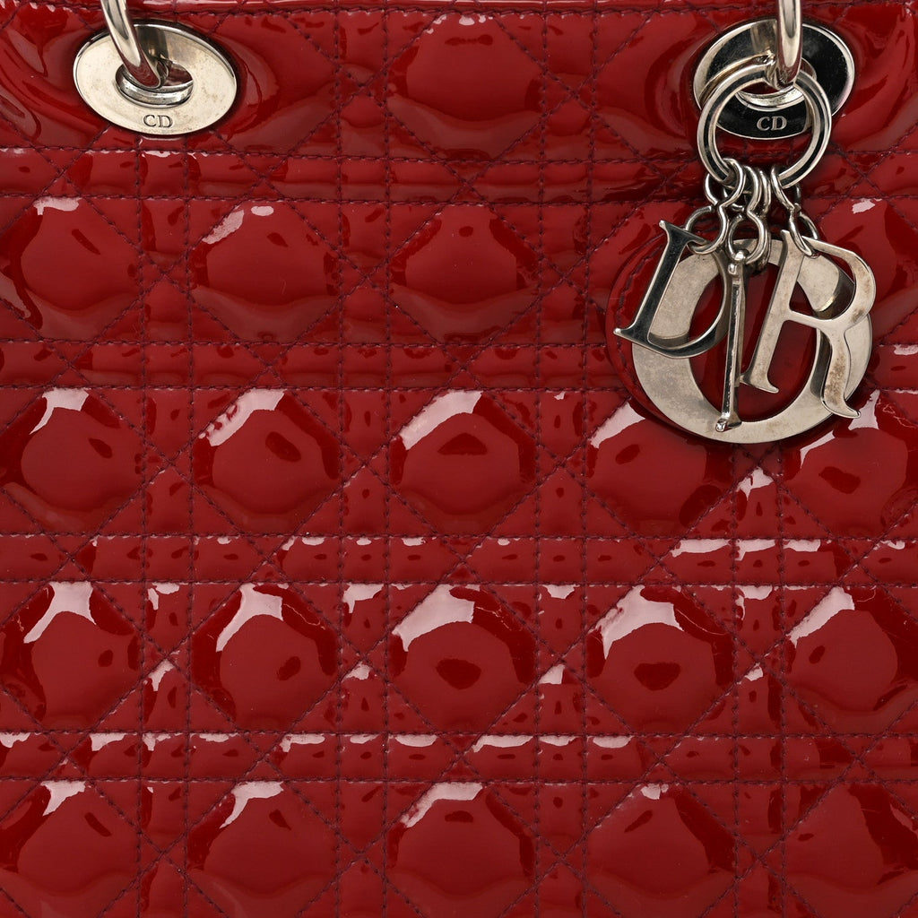 Patent Cannage Large Lady Dior Red