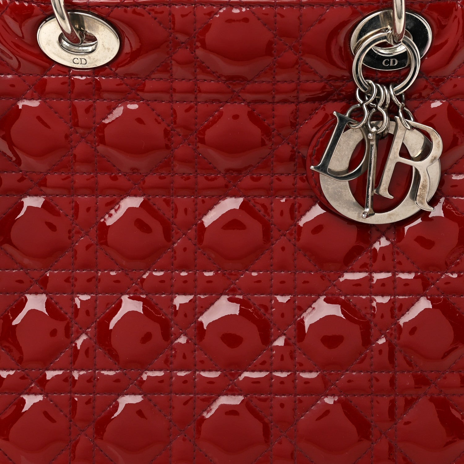 Patent Cannage Large Lady Dior Red