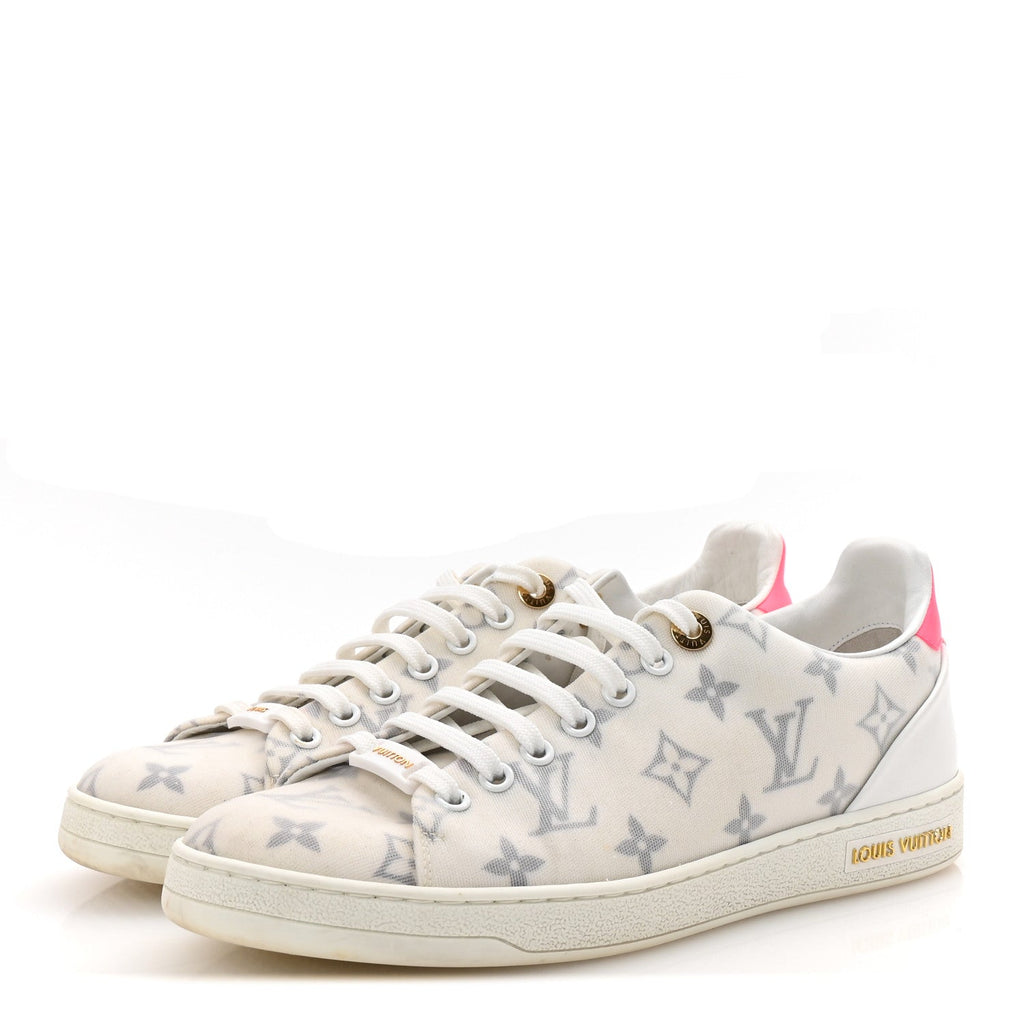 Technical Fabric Calfskin Monogram Frontrow Sneakers 39 Pink
