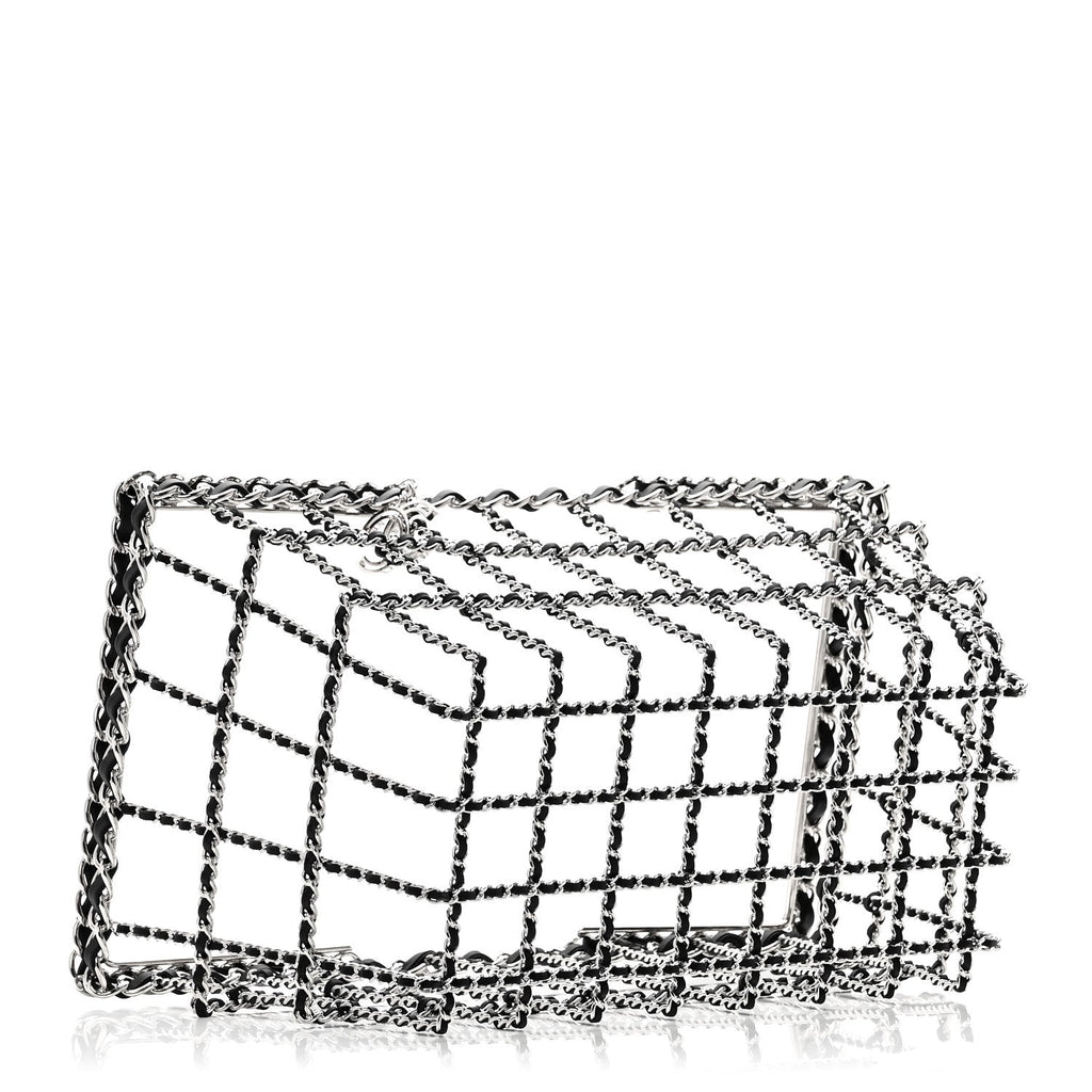 Brass Calfskin Medium Grocery By Chanel Shopping Basket Silver