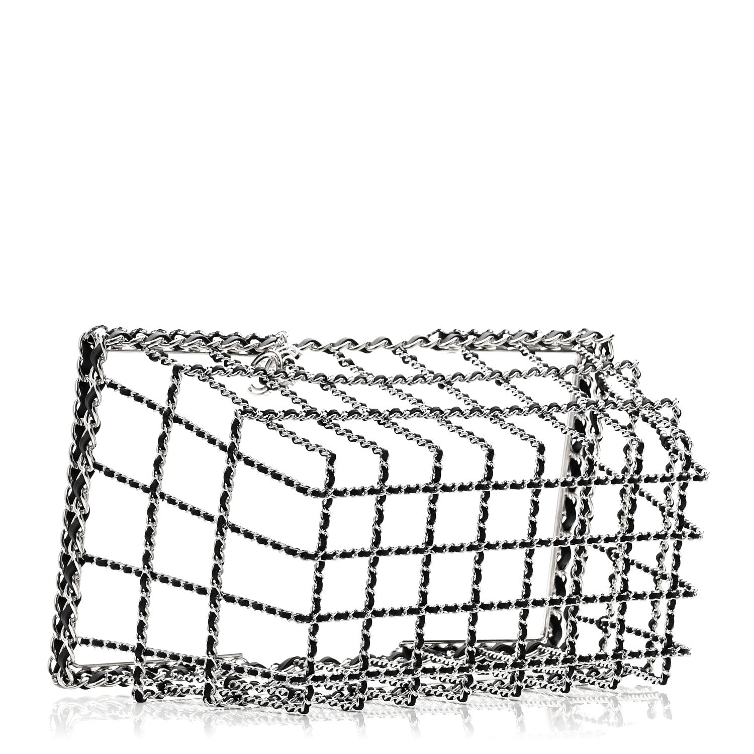 Brass Calfskin Medium Grocery By Chanel Shopping Basket Silver