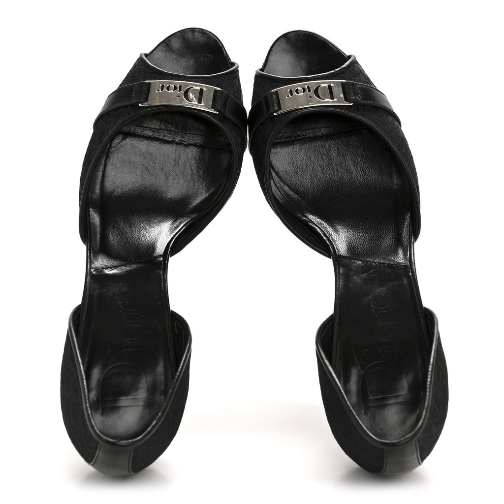 Canvas Monogram Sandals 37.5 Black