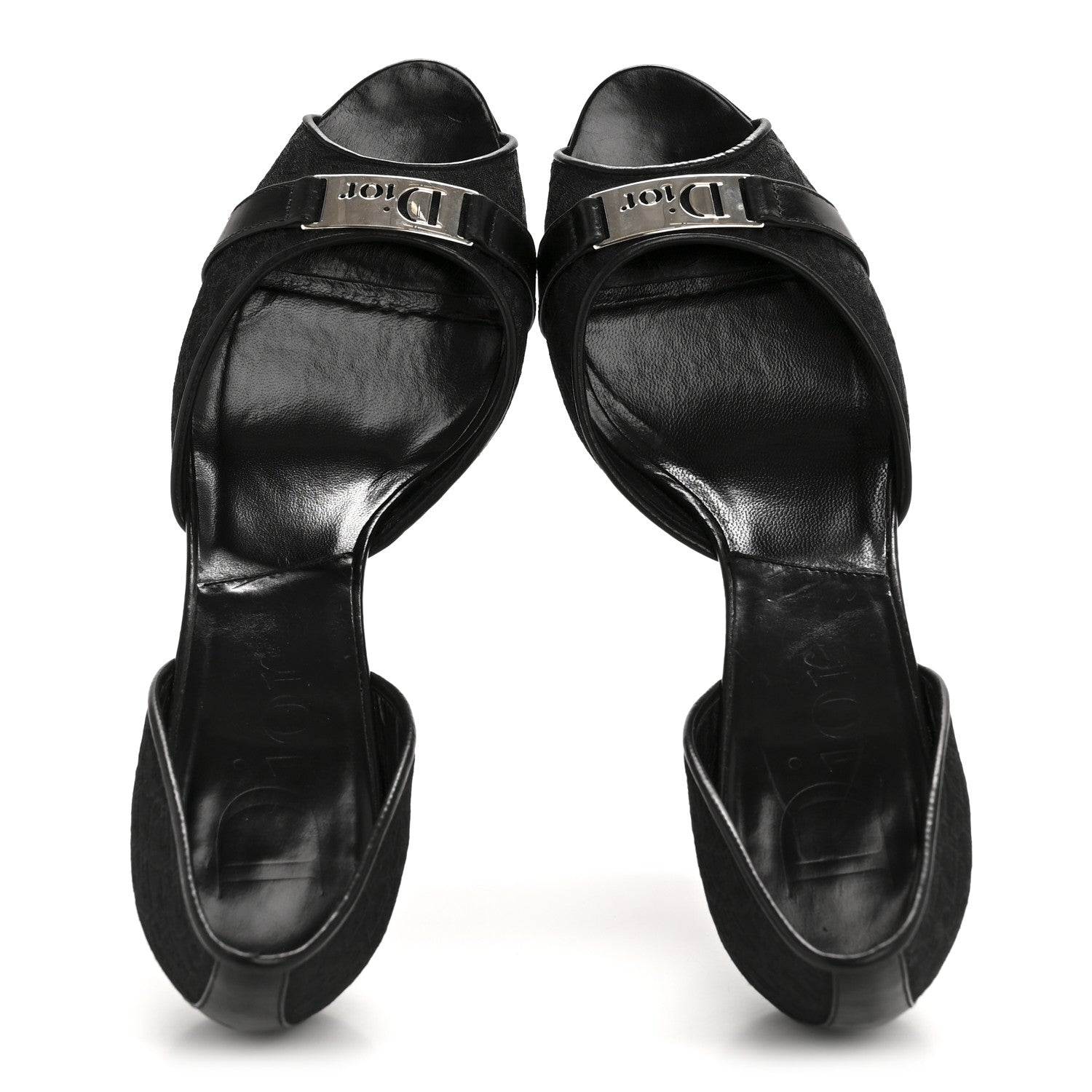 Canvas Monogram Sandals 37.5 Black