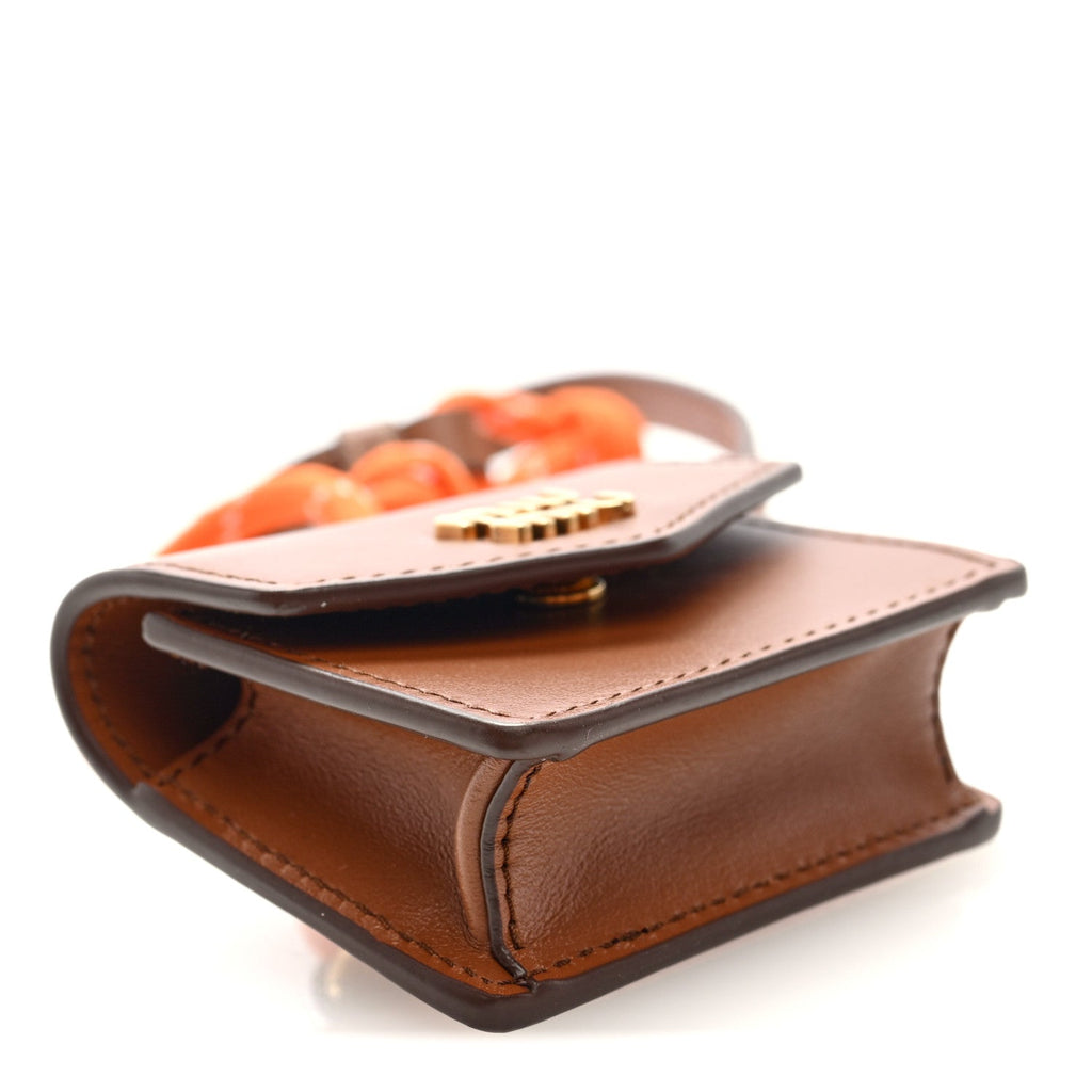 Nappa Flap Pouch Bag Charm Cognac Orange