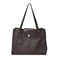 Grained Calfskin Large Shopping Bag Brown