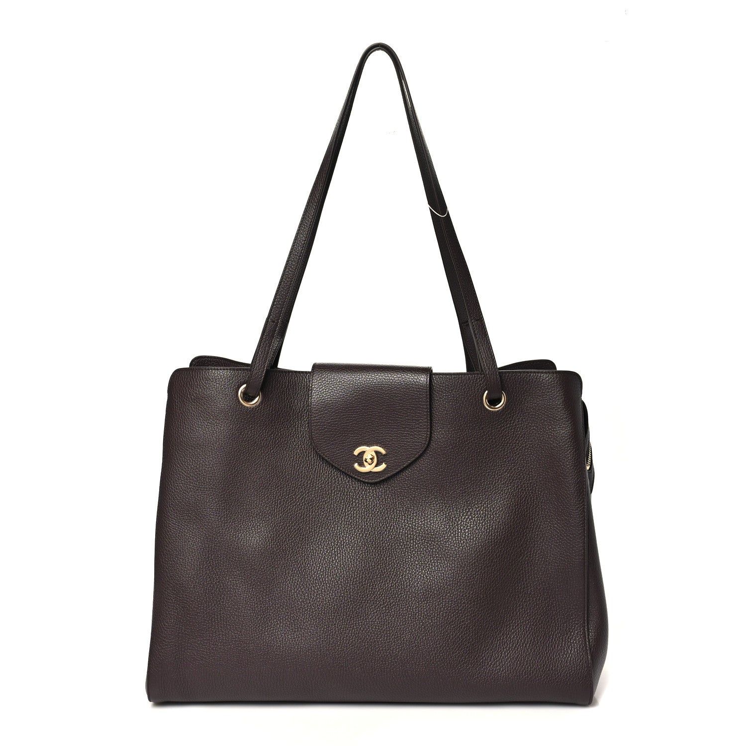 Grained Calfskin Large Shopping Bag Brown
