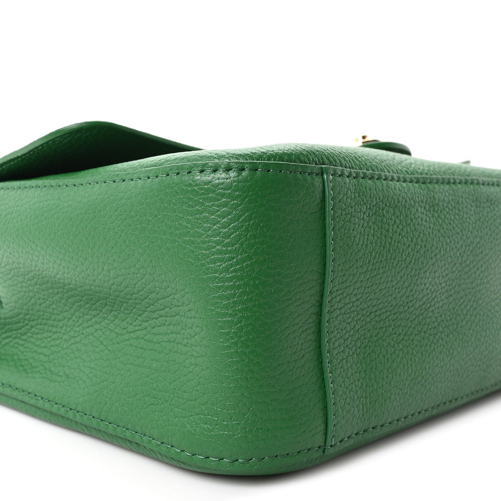 Grained Calfskin Small Souplissimo Maxi Flap Green
