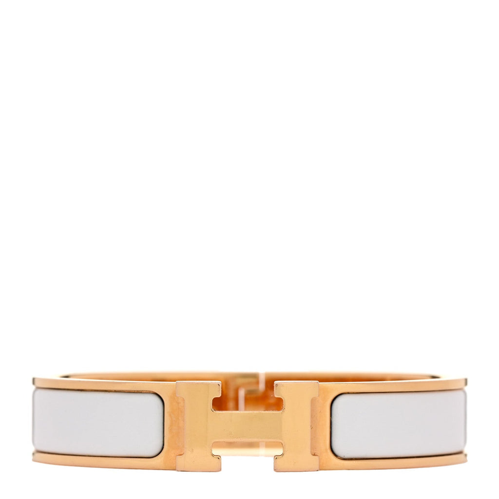 Enamel Narrow Clic Clac H Bracelet PM White