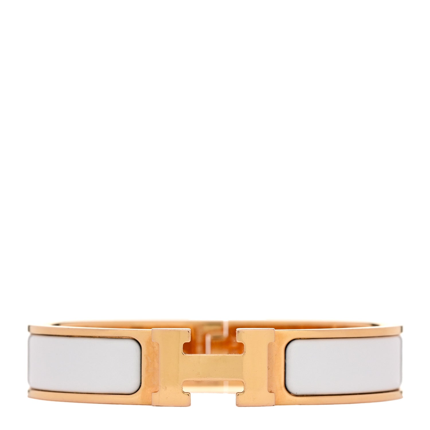 Enamel Narrow Clic Clac H Bracelet PM White