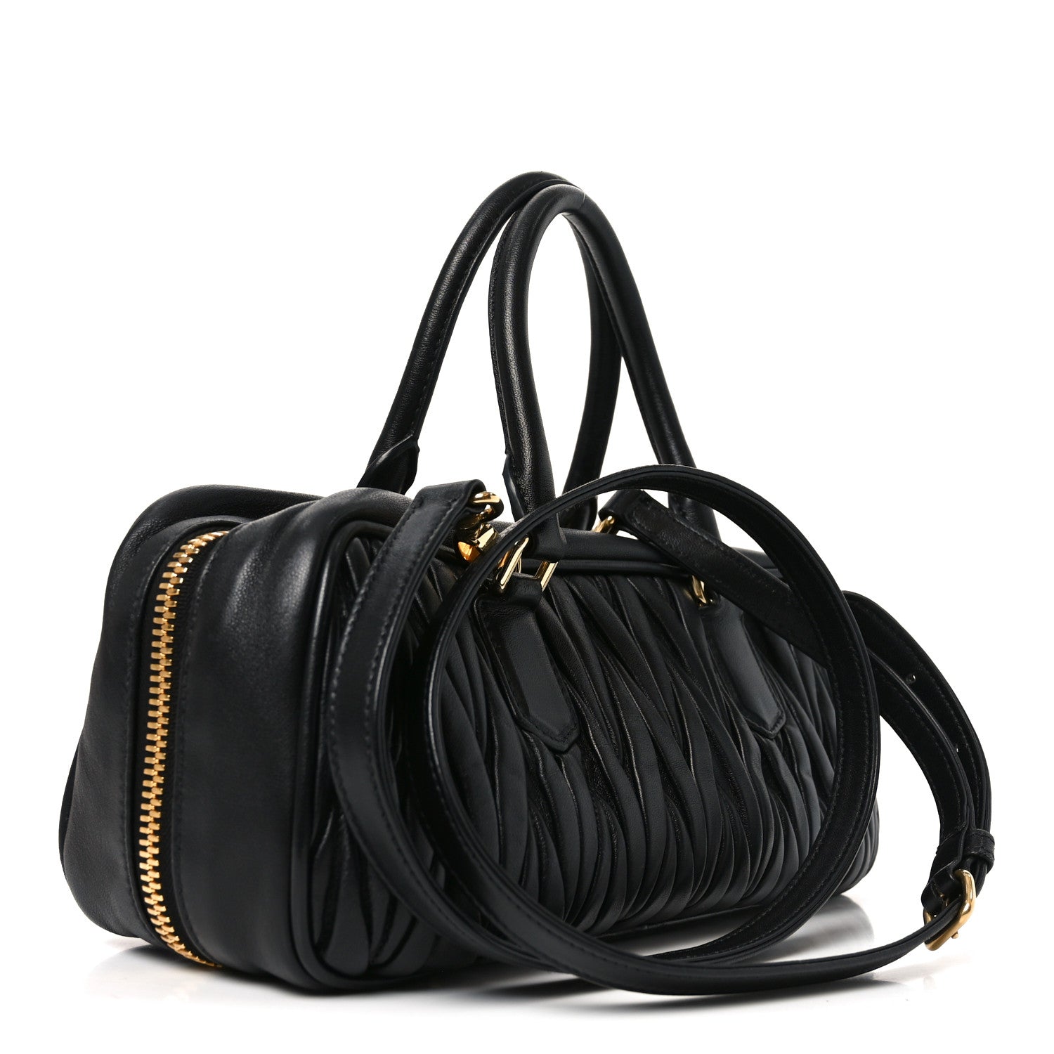 Nappa Matelasse Large Arcadie Top Handle Bag Black