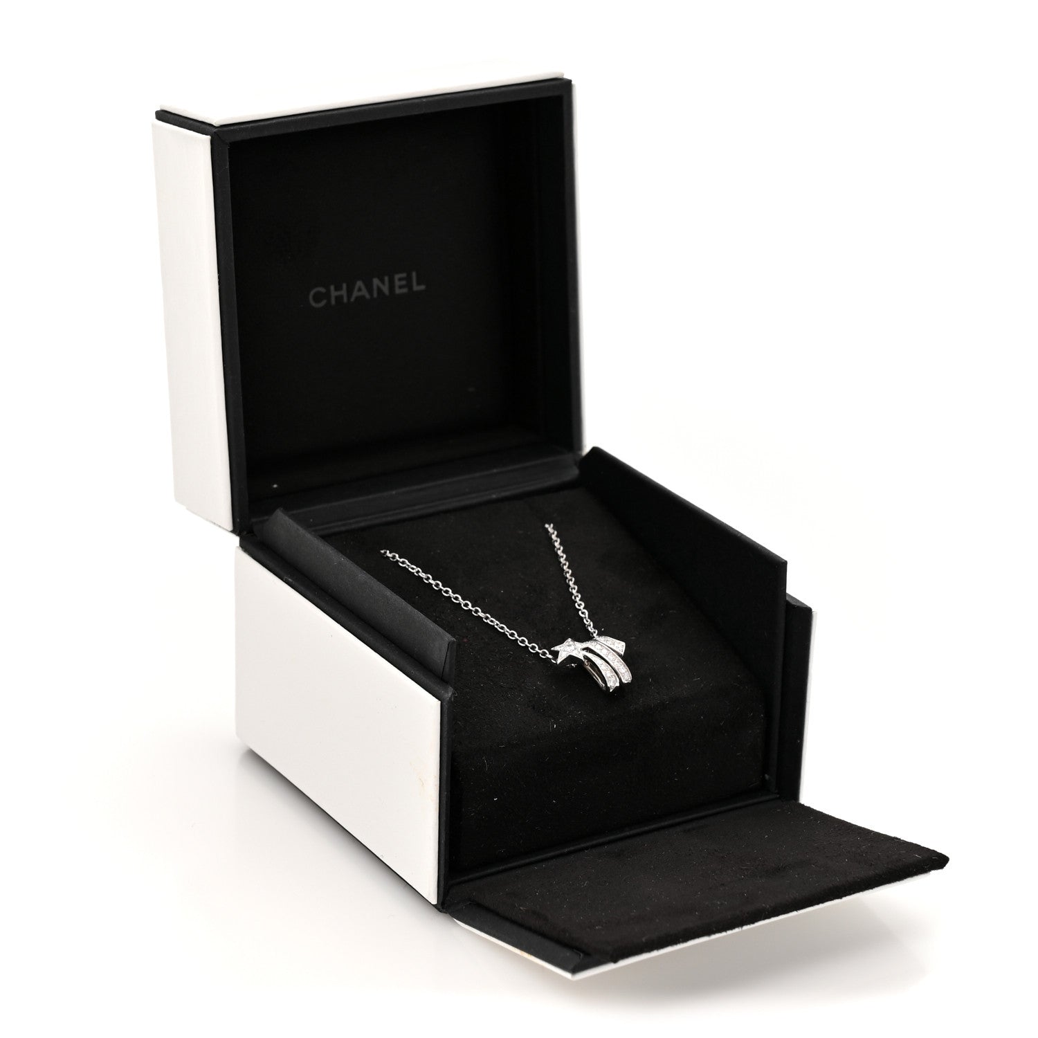 18K White Gold Diamond Comete Geode Pendant Necklace