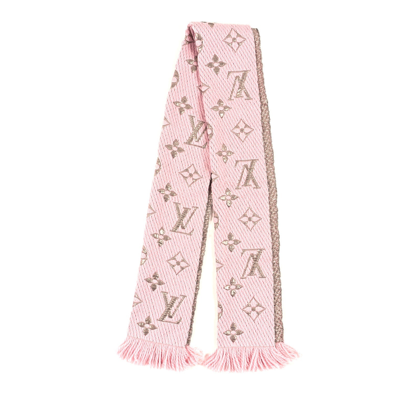 Wool Silk Logomania Shine Scarf Pink