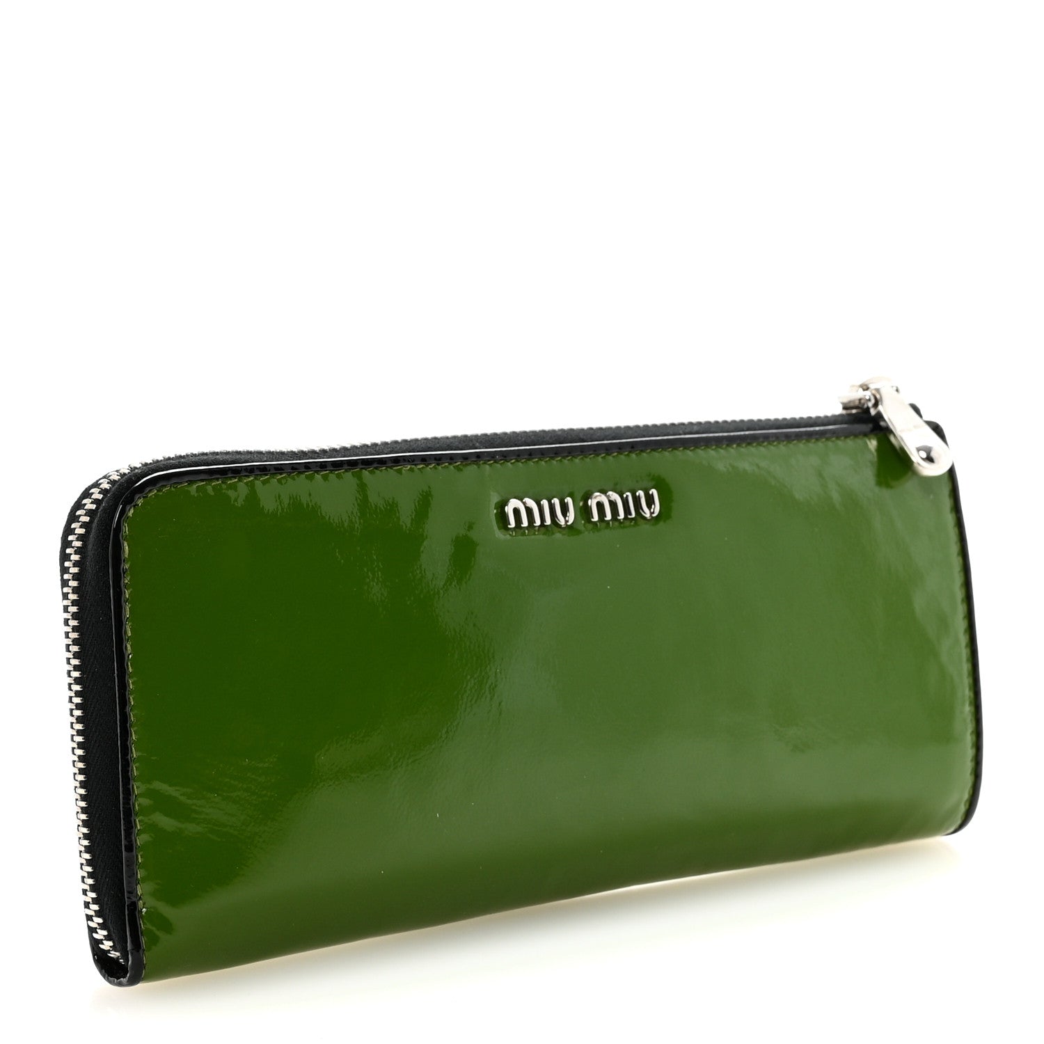 Patent Bow Flap Wallet Green Black