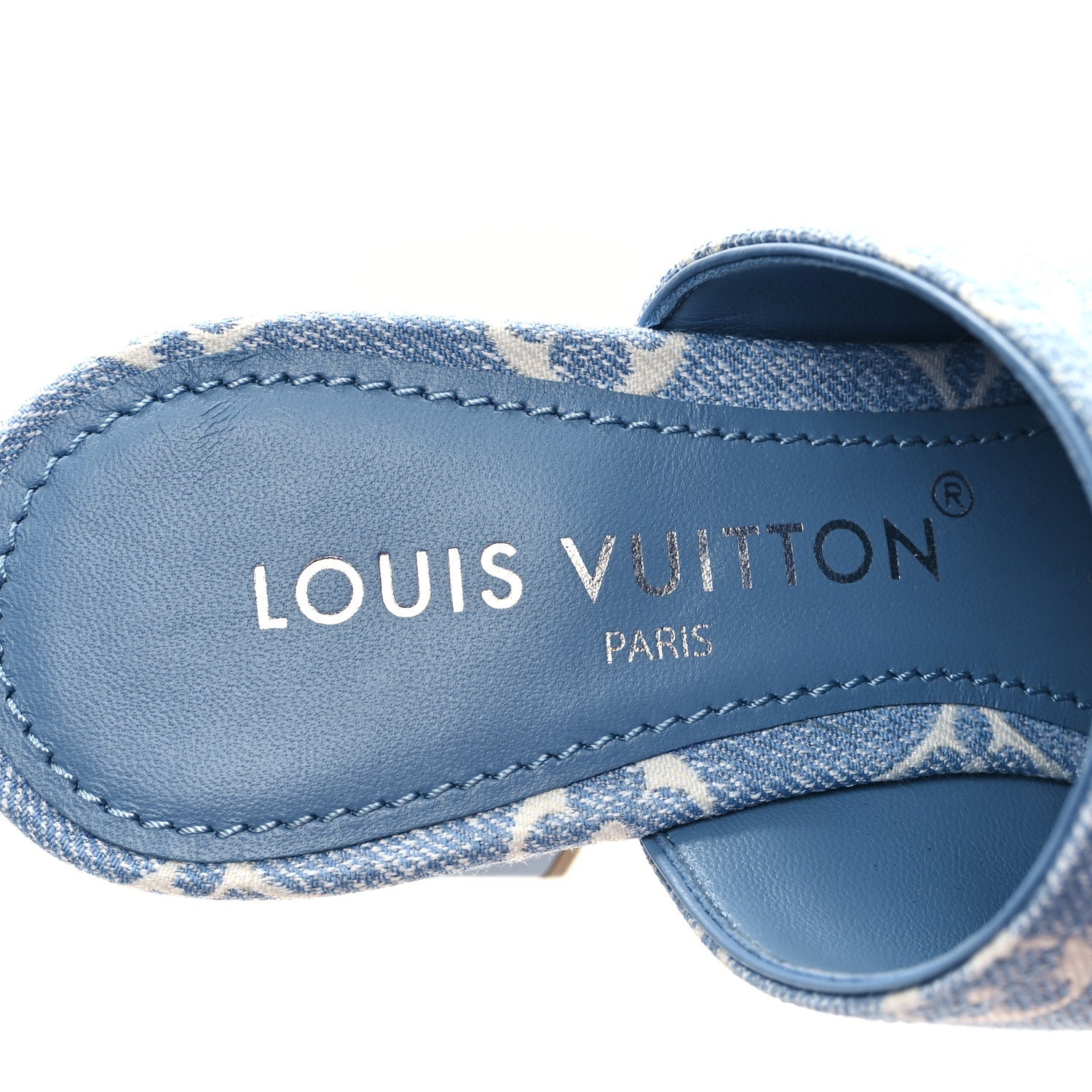 Denim Monogram Silhouette Mules 37 Blue