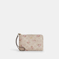 Coach Outlet Corner Zip Wristlet In Signature Canvas With Floral Print