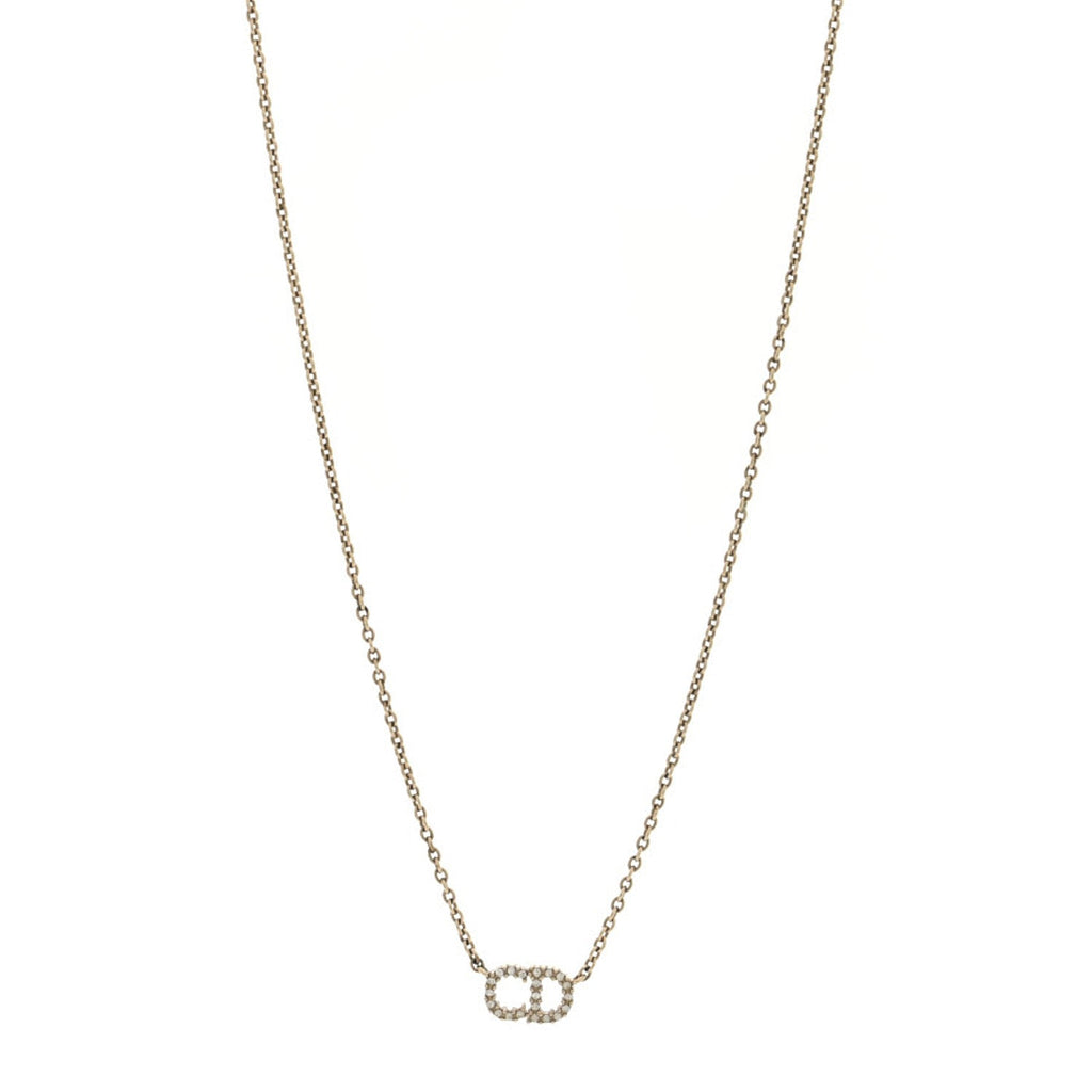 Metal Crystal CD Necklace Gold