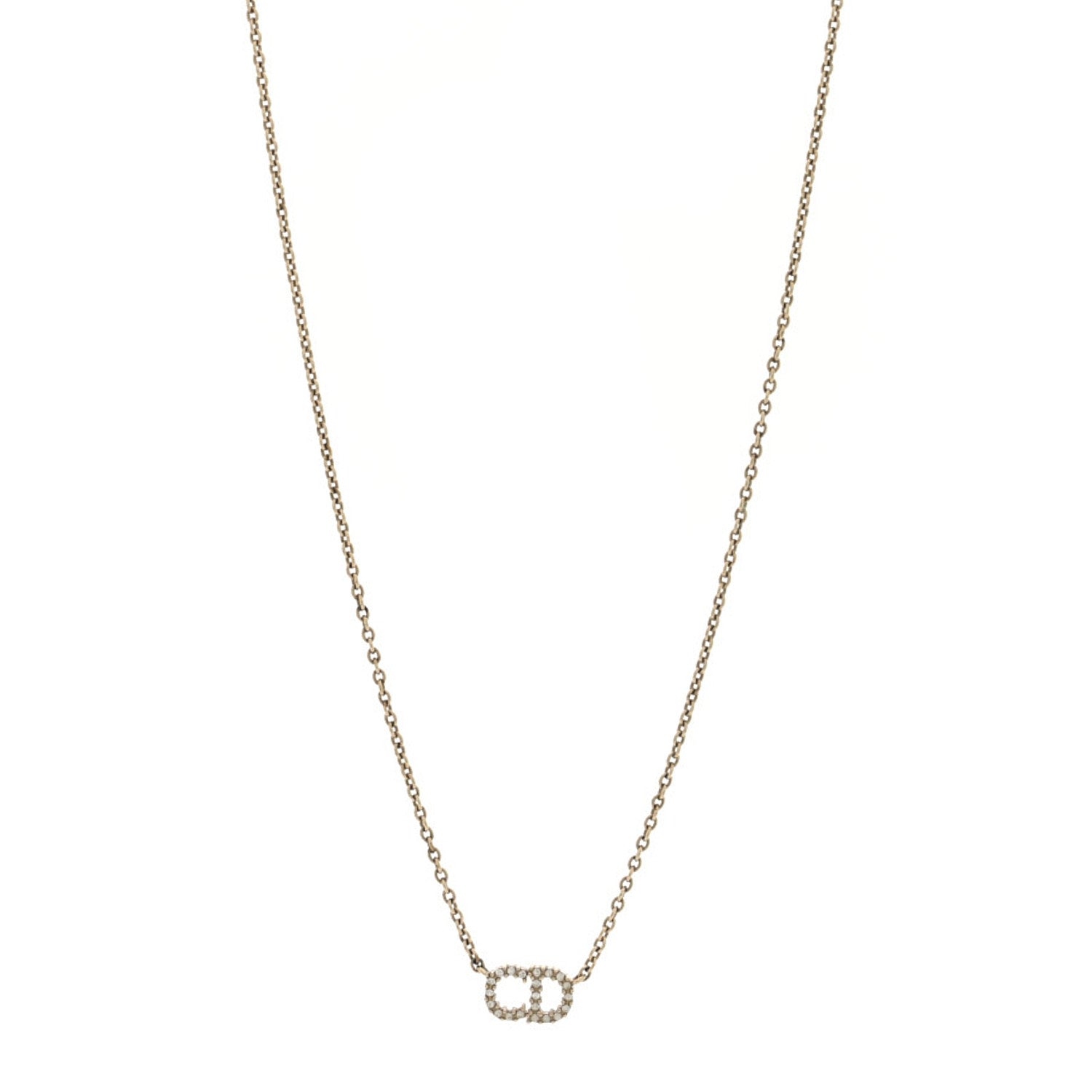Metal Crystal CD Necklace Gold
