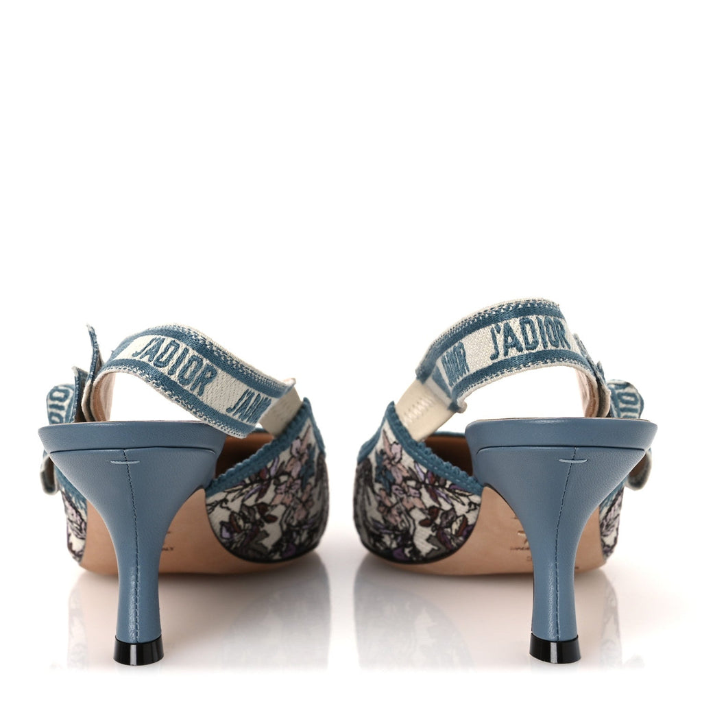 Canvas Embroidered J'Adior Slingback 65mm Pumps 38 Blue Multicolor
