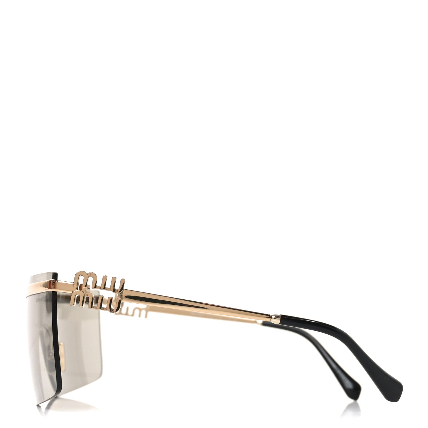 Metal Rectangle Shield Sunglasses SMU50Z Grey Gold