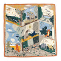Cashmere Silk Le Livre D'Esope Shawl 140 Orange Vert Bleu Ciel