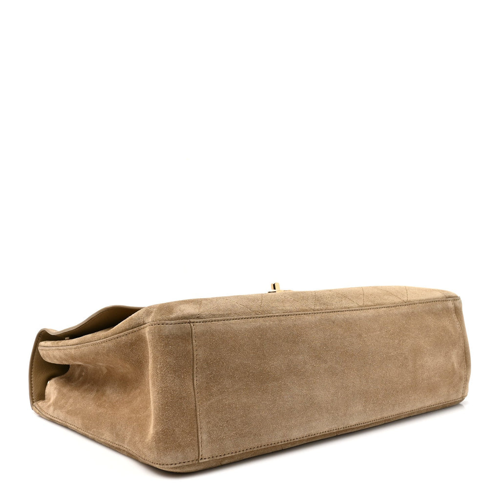 Suede Calfskin Souplissimo Maxi Flap Dark Beige