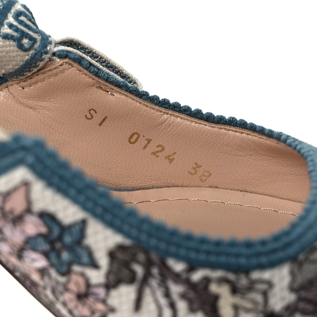Canvas Embroidered J'Adior Slingback 65mm Pumps 38 Blue Multicolor