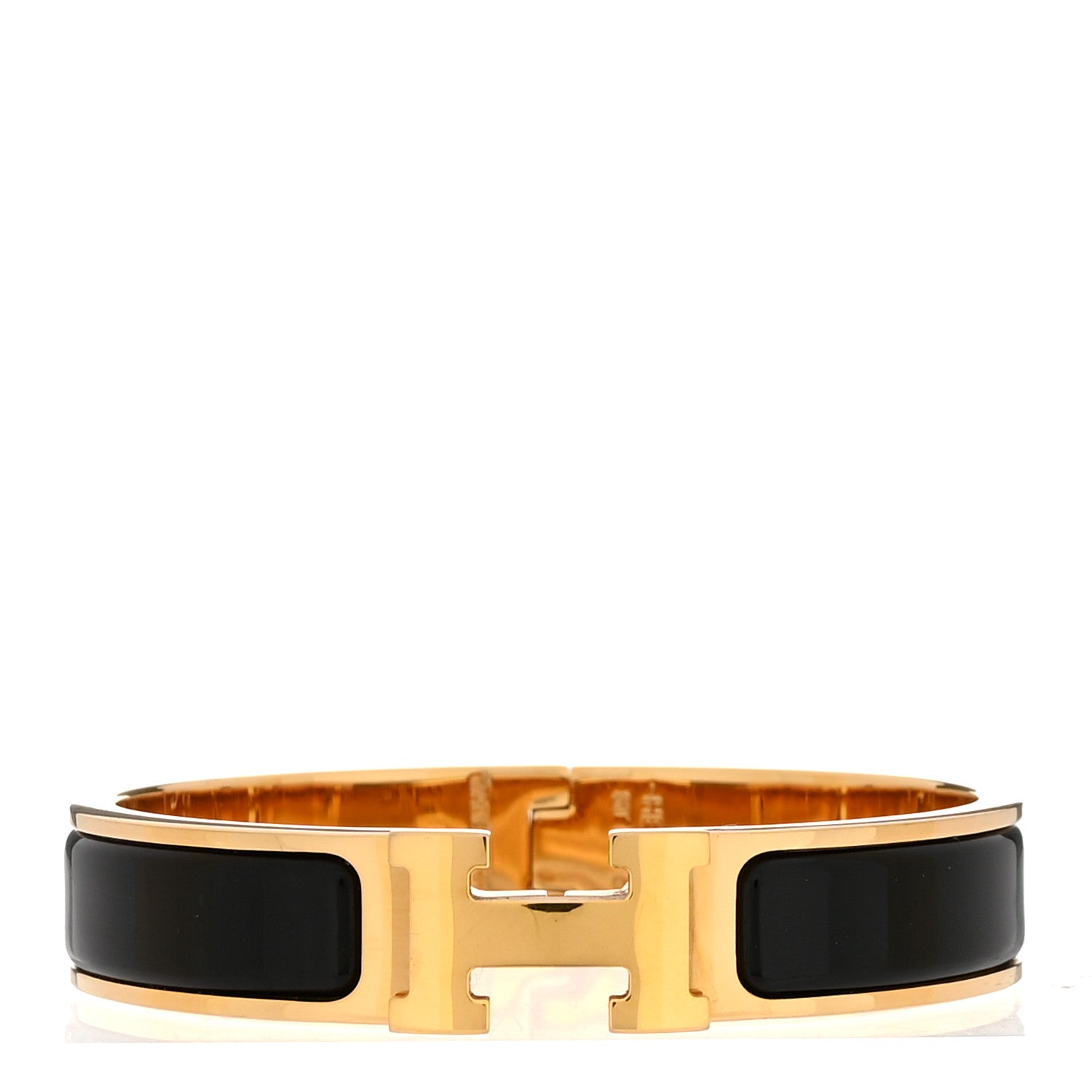 Enamel Narrow Clic Clac H Bracelet PM Black