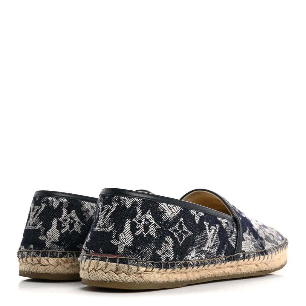 Monogram Denim Espadrille Flats 8.5 Blue