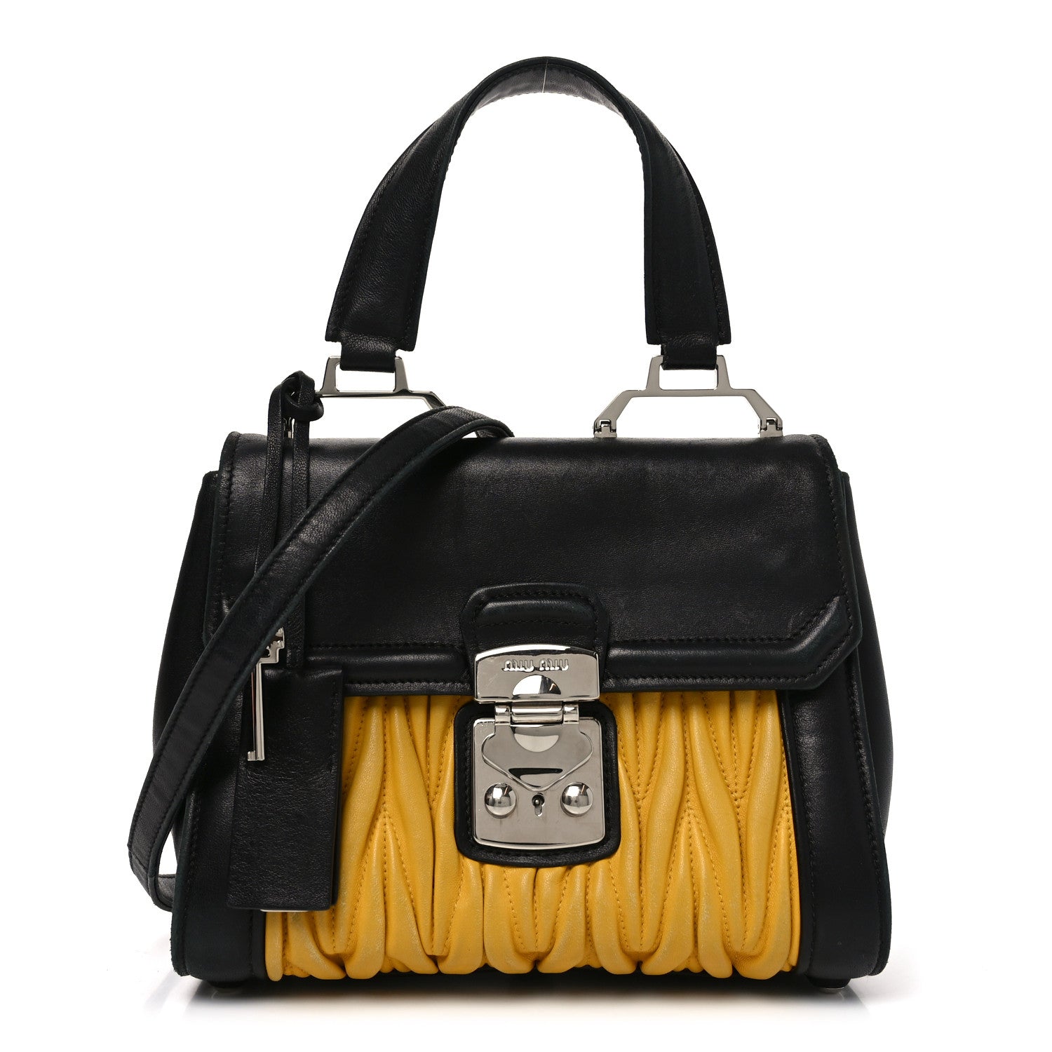 Nappa Matelasse Top Handle Bag Black Soleil