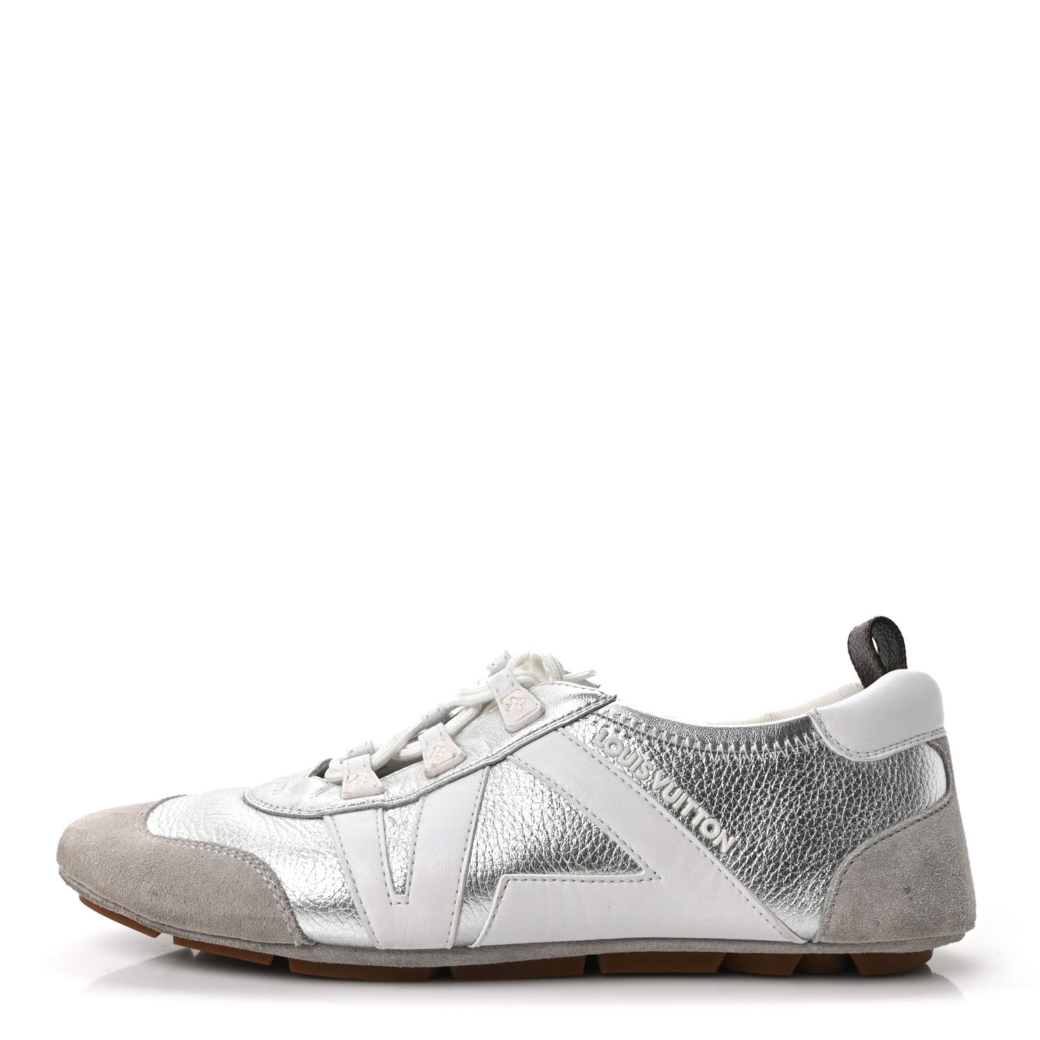 Metallic Grained Calfskin Womens LV Sneakerina 38 Silver