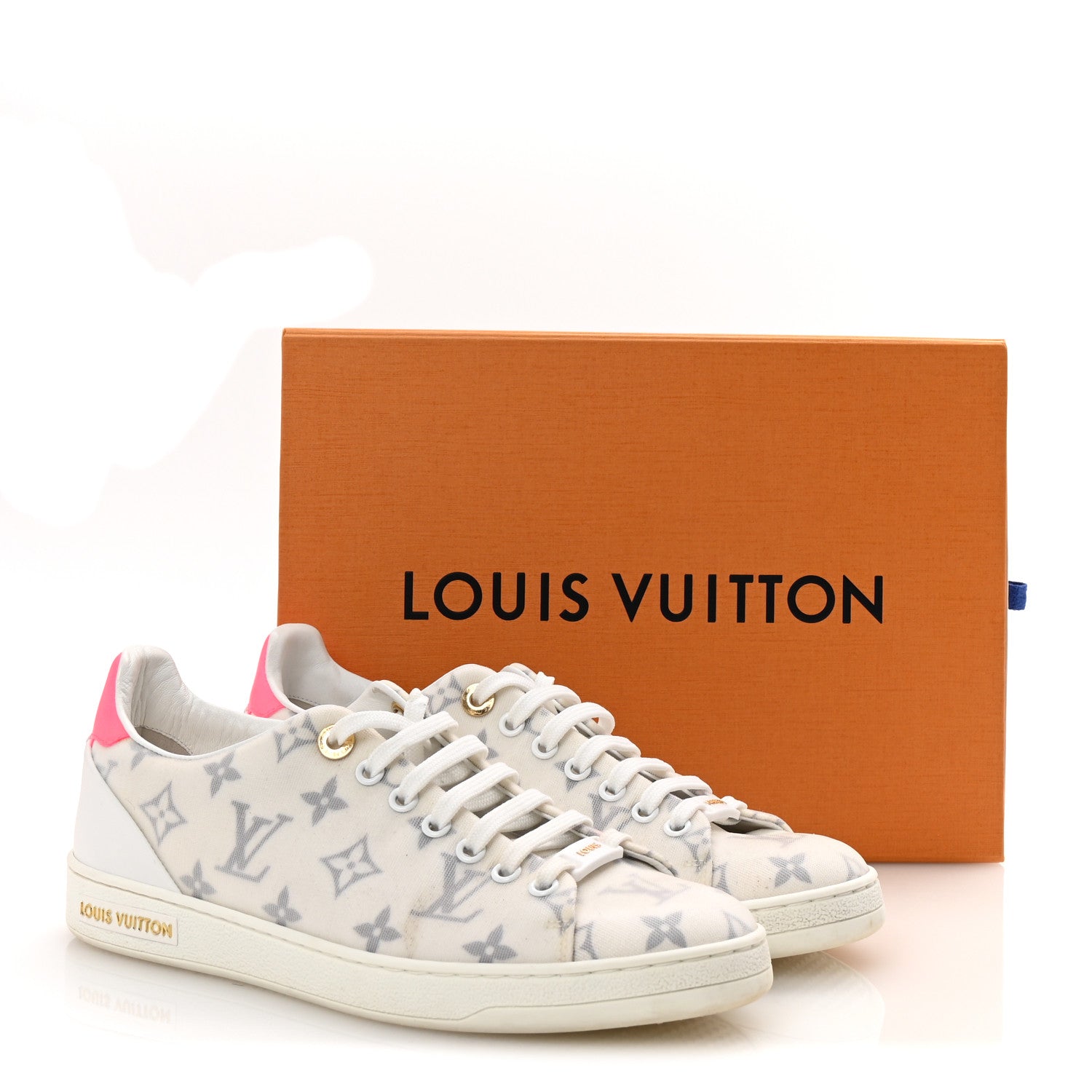 Technical Fabric Calfskin Monogram Frontrow Sneakers 39 Pink