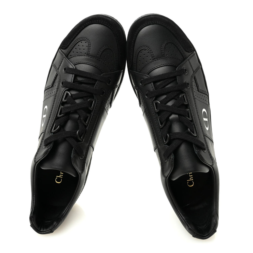 Calfskin Suede Logo Sneakers 38 Black