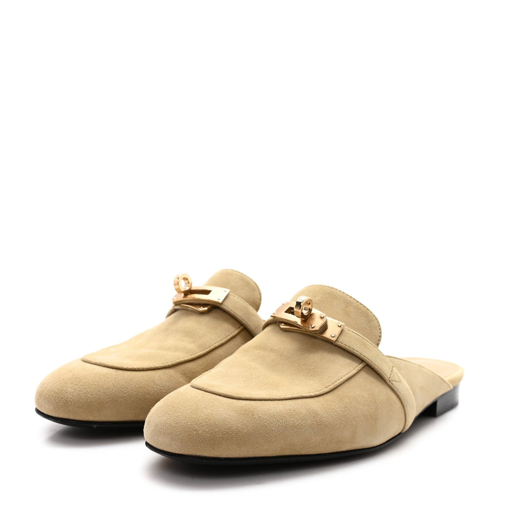 Suede Goatskin Oz Mules 37 Beige Sable