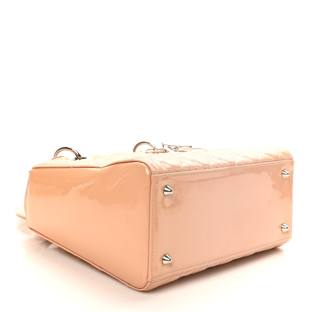 Patent Cannage Medium Lady Dior Rose Clair