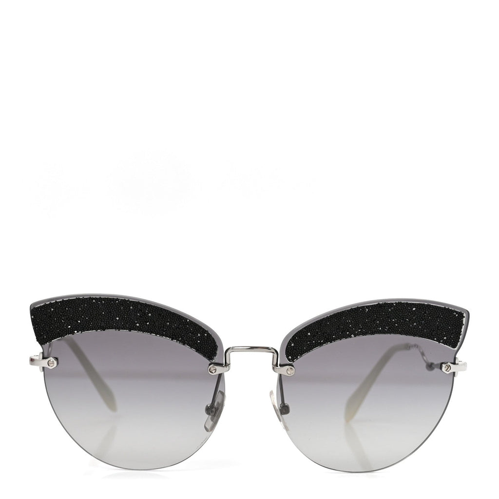 Acetate Glitter Cat Eye Sunglasses SMU58T Black