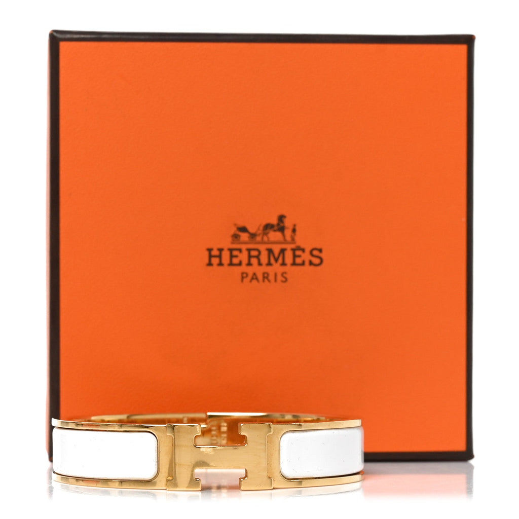 Enamel Narrow Clic Clac H Bracelet PM White