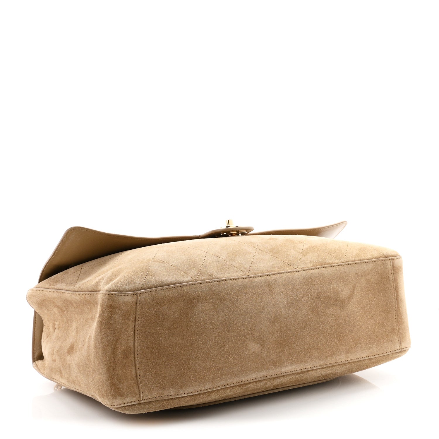 Suede Calfskin Souplissimo Maxi Flap Dark Beige