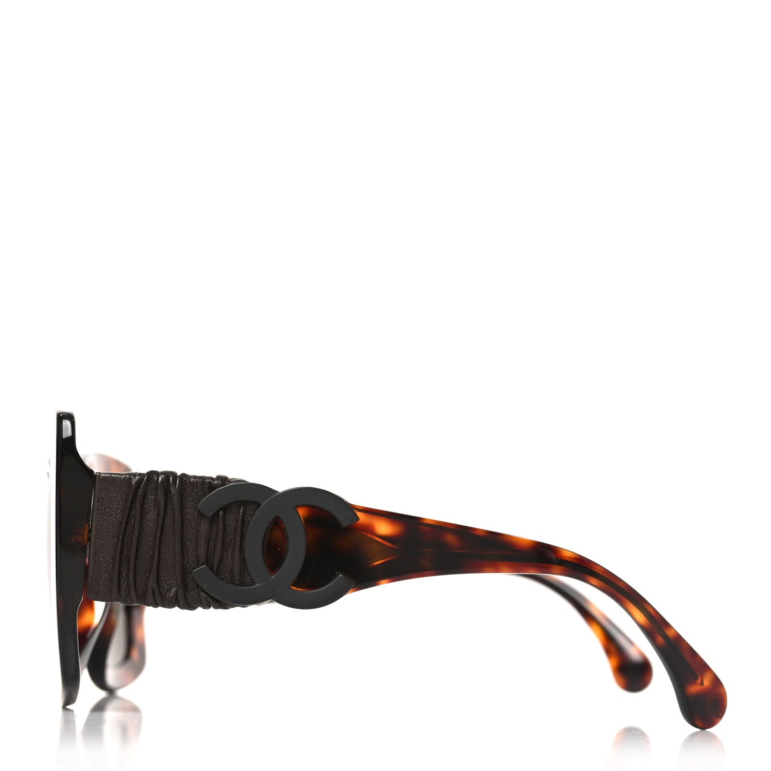 Acetate Calfskin Polarized Square Sunglasses 5474-Q-A Tortoise