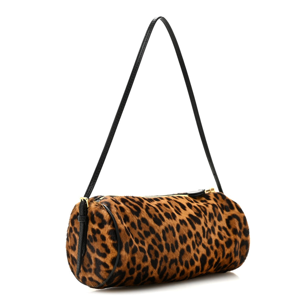 Nappa Calf Hair Leopard Printed Pouch Miele