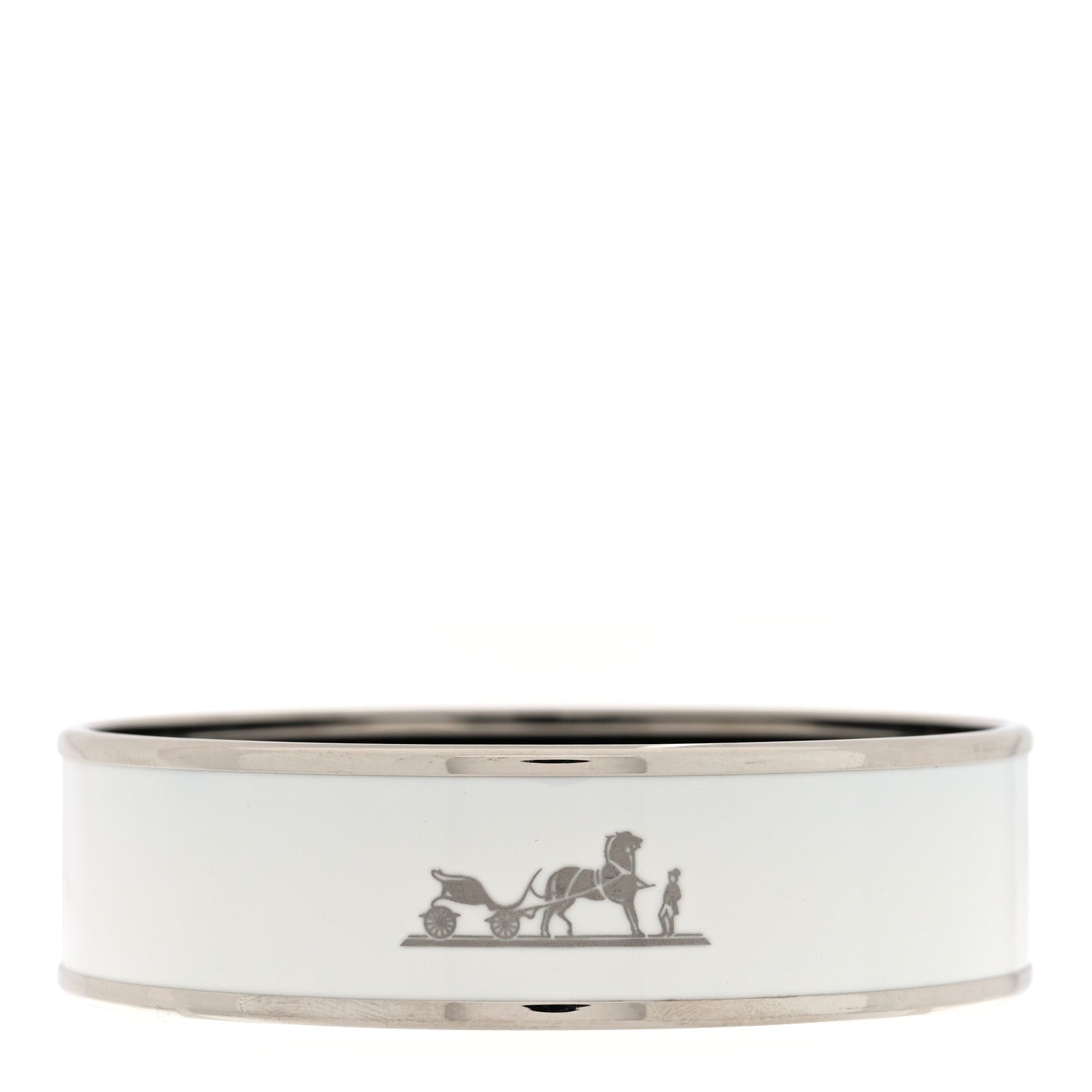 Enamel Printed Wide Caleche Bracelet  White