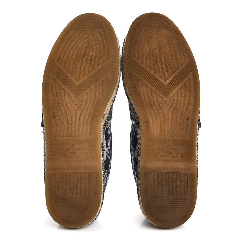 Monogram Denim Espadrille Flats 8.5 Blue
