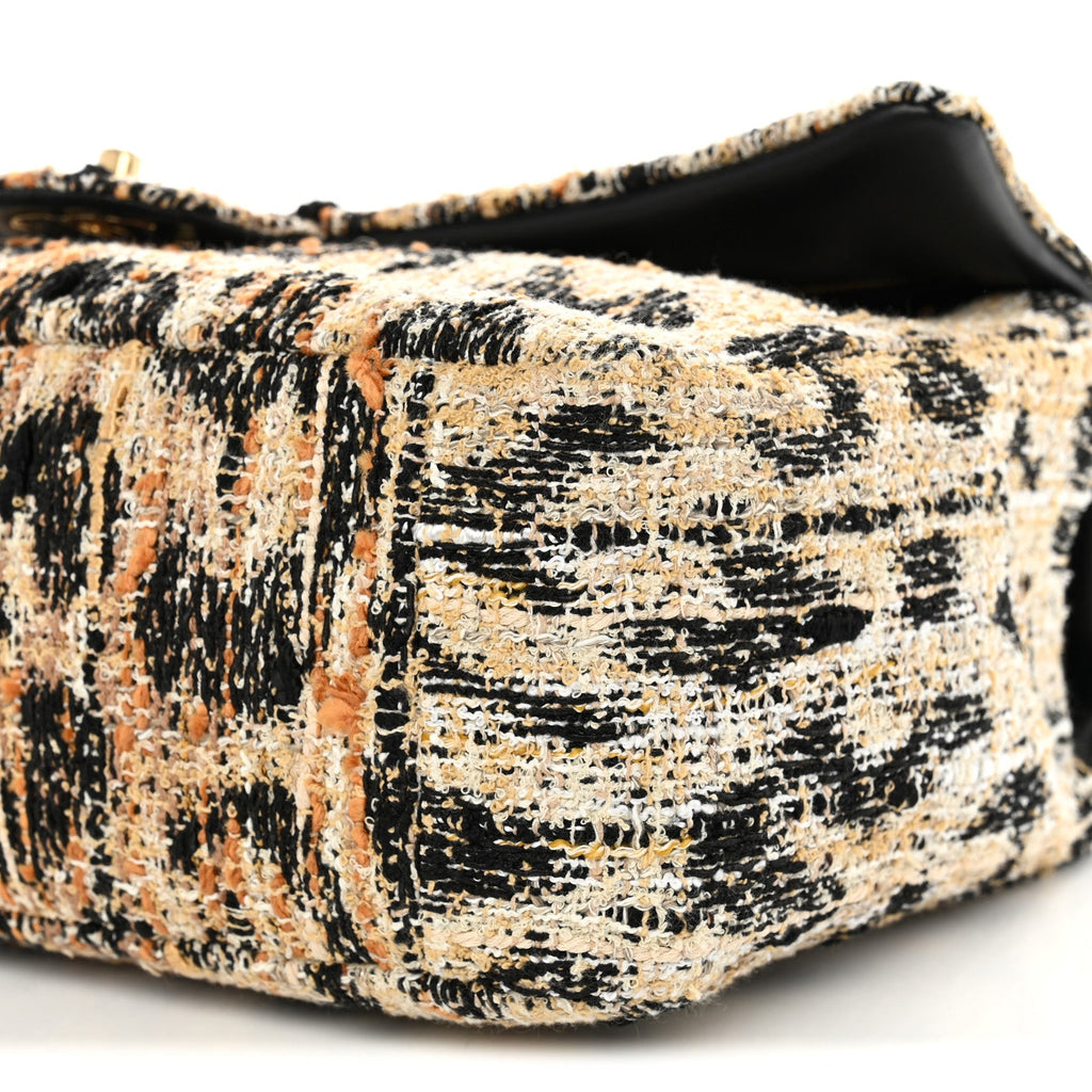 Tweed Mixed Fibers Leopard Print Small Souplissimo Maxi Flap Brown Black White